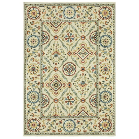 Oriental Weavers Francesca Area Rug - FR07A - 3'3" x 5' - in Ivory/ Multi - Vintage Inspired, Stain Resistant, Family and Pet Friendly , Entrway, Bedroom Rug