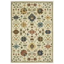 Oriental Weavers Francesca Area Rug - FR02M - 5'3" x 7'6" - in Ivory/ Gold - Vintage Inspired, Stain Resistant, Family and Pet Friendly , Bedroom, Office Rug