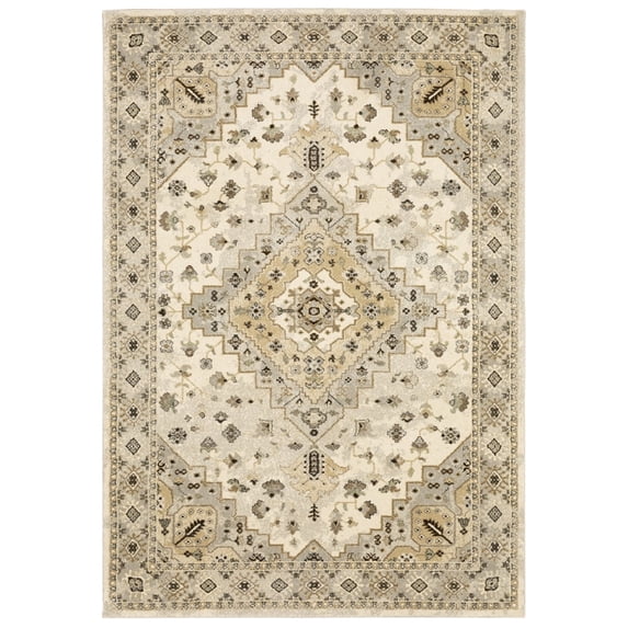 Oriental Weavers Florence 4332X Beige/ Gray 6'7" X 9'6" Indoor Area Rug