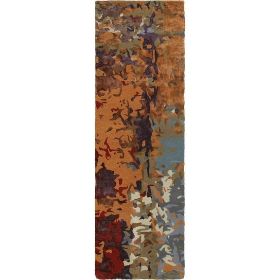 Oriental Weavers Galaxy Hand-made Wool Blend Area Rug - 21904 - 2'6" x 8' - in Multi/ Orange - Modern Industrial Style, Hand-Made Wool Blend Rugs, Entryway, Hallway Runner Rug