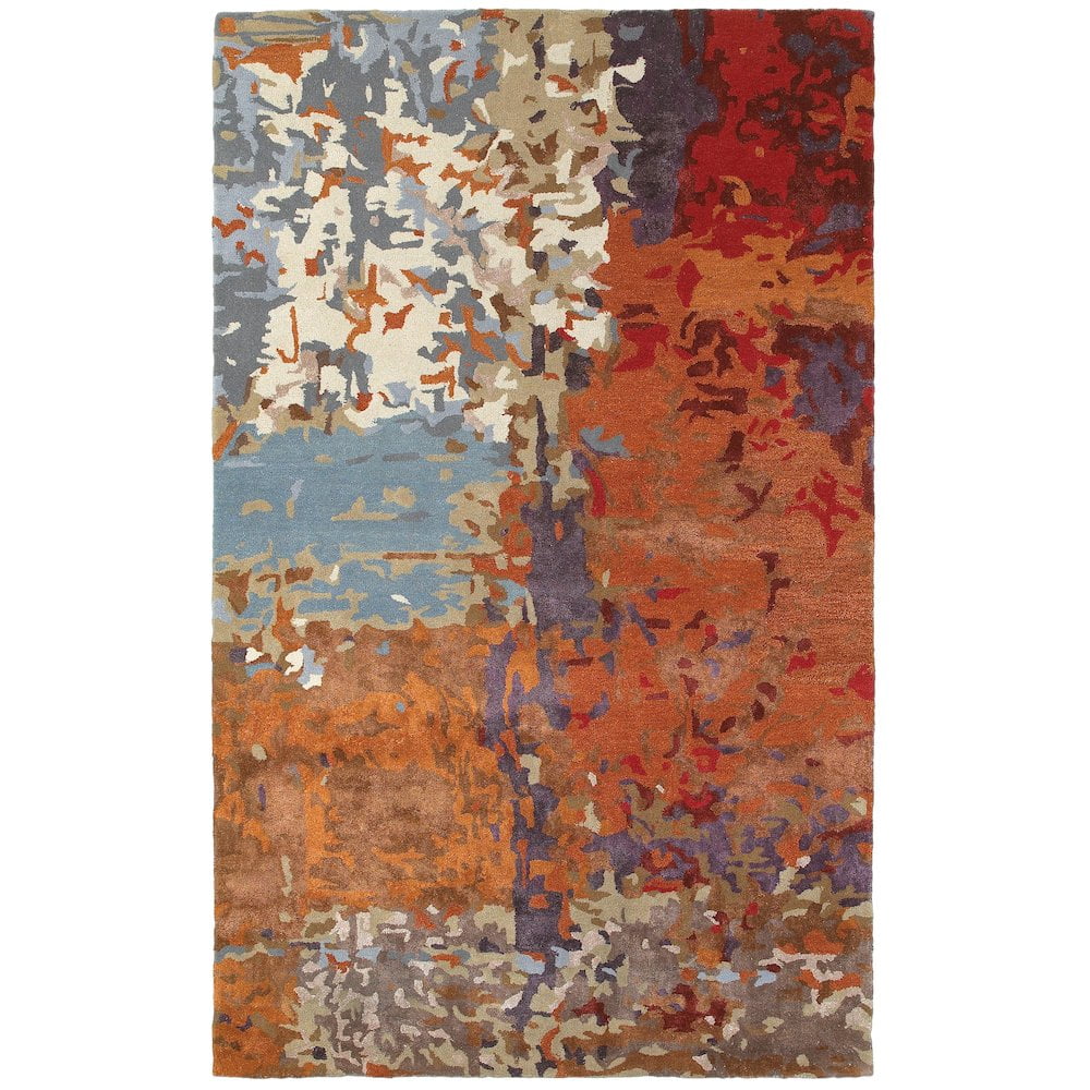 Ivory and Multicolor Abstract Tufted Wool and Viscose 8' x 10' Rug