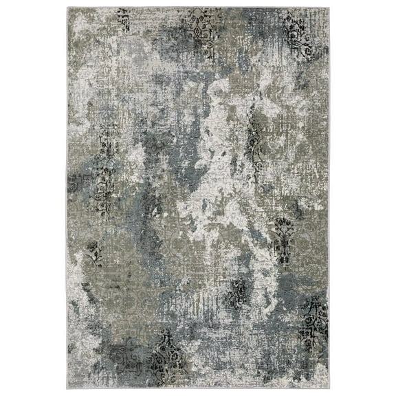 Oriental Weavers Gemini Area Rug - 001X2 - 9'10" x 12'10" - in Ivory/ Blue - Modern Style, Stain Resistant, Family and Pet Friendly , Family, Dining, Living Room Rug