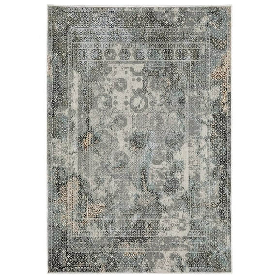 Oriental Weavers Gemini Area Rug - 4153F - 7'10" x 10'10" - in Grey/ Multi - Modern Style, Stain Resistant, Family and Pet Friendly , Dining, Living Room Rug