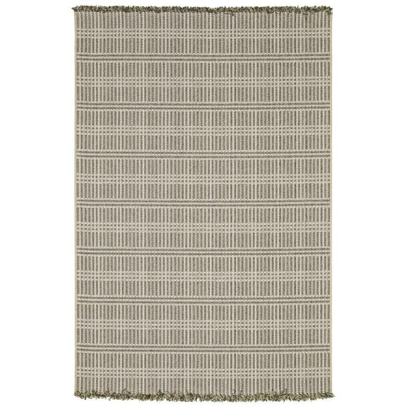 Oriental Weavers Gillian Indoor/Outdoor Rug - 163J4 - 1'10" x 7'6" - in Beige/ Black - Classic Casual Style, Water, Stain and Fade Resistant, Hose Clean, Patio, Outdoor Living Area Rug
