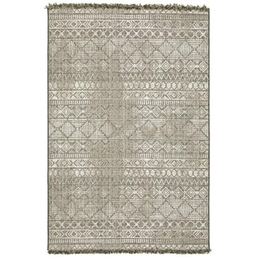 Oriental Weavers Gillian Indoor/Outdoor Rug - 4925A - 1'10" x 7'6" - in Beige/ Black - Classic Casual Style, Water, Stain and Fade Resistant, Hose Clean, Patio, Outdoor Living Area Rug