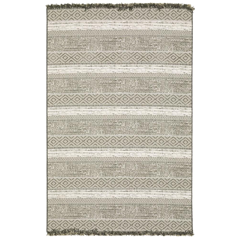 Gillian Beige and Black Synthetic Flatwoven Area Rug 5'3" x 7'3"