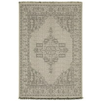 Oriental Weavers Gillian Indoor/Outdoor Rug - 5094X - 5'3" x 7'3" - in Beige/ Black - Classic Casual Style, Water, Stain and Fade Resistant, Hose Clean, Patio, Outdoor Living Area Rug