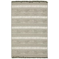 Oriental Weavers Gillian Indoor/Outdoor Rug - 1622E - 6'7" x 9'2" - in Beige/ Black - Southwestern Lodge Style, Water, Stain and Fade Resistant, Hose Clean, Patio, Outdoor Living Area Rug