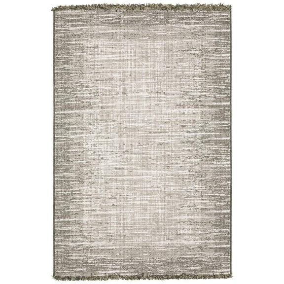 Oriental Weavers Gillian Indoor/Outdoor Rug - 502J4 - 7'10" x 10' - in Beige/ Black - Classic Casual Style, Water, Stain and Fade Resistant, Hose Clean, Patio, Outdoor Living Area Rug
