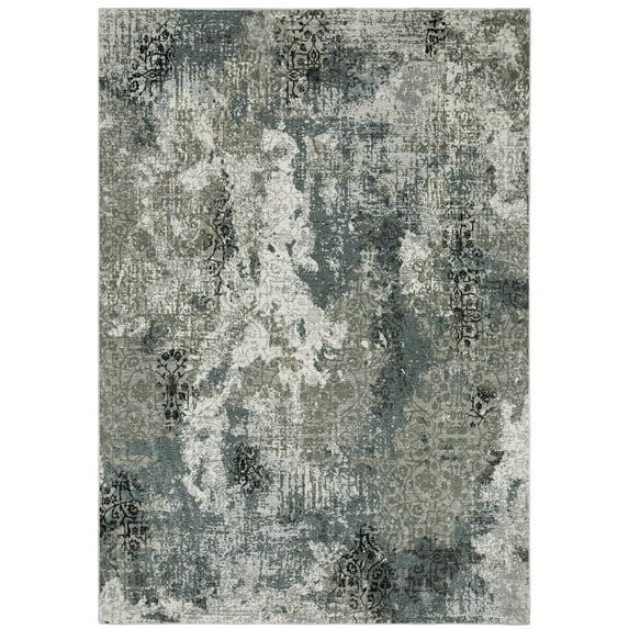Oriental Weavers Gemini Area Rug - 001X2 - 2'3" x 7'6" - in Ivory/ Blue - Modern Style, Stain Resistant, Family and Pet Friendly , Entryway, Hallway Runner Rug