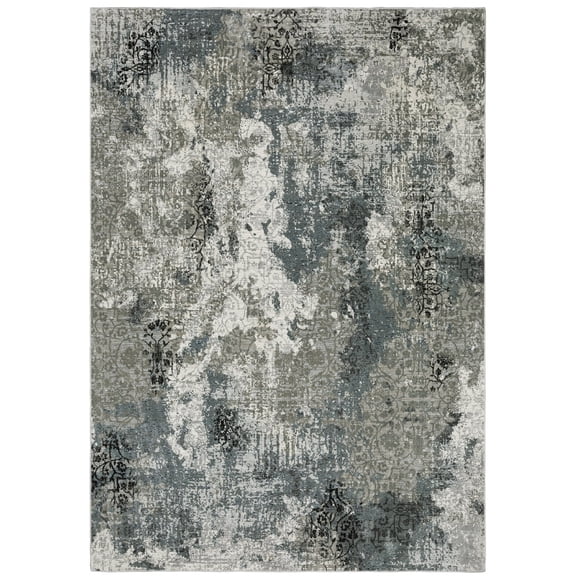 Oriental Weavers Gemini Area Rug - 001X2 - 5'3" x 7'6" - in Ivory/ Blue - Modern Style, Stain Resistant, Family and Pet Friendly , Bedroom, Office Rug