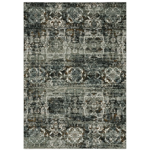 Oriental Weavers Gemini Area Rug - 2060V - 5'3" x 7'6" - in Charcoal/ Multi - Modern Style, Stain Resistant, Family and Pet Friendly , Bedroom, Office Rug