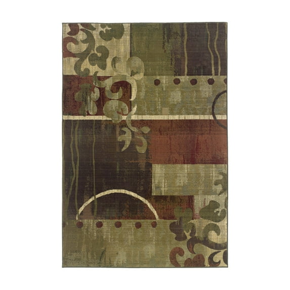 Oriental Weavers Generations 8007A Green/Red Abstract Rectangle Indoor Area Rug