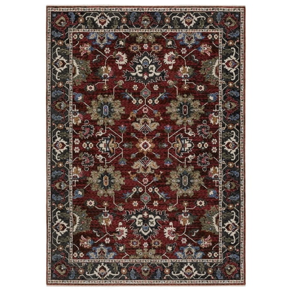 Oriental Weavers Hastings Area Rug - HA03V - 2'3" x 7'6" - in Red/ Multi - Vintage Inspired, Stain Resistant, Family and Pet Friendly , Entryway, Hallway Runner Rug