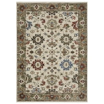 Oriental Weavers Hastings Area Rug - HA03W - 9'10" x 12'10" - in Ivory/ Green - Vintage Inspired, Stain Resistant, Family and Pet Friendly , Family, Dining, Living Room Rug
