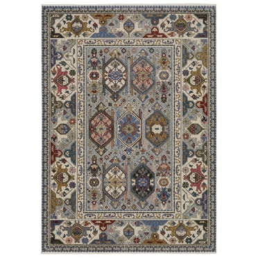 Oriental Weavers Hastings Area Rug - HA04E - 3'10" x 5'5" - in Blue/ Grey - Vintage Inspired, Stain Resistant, Family and Pet Friendly , Entrway, Bedroom Rug