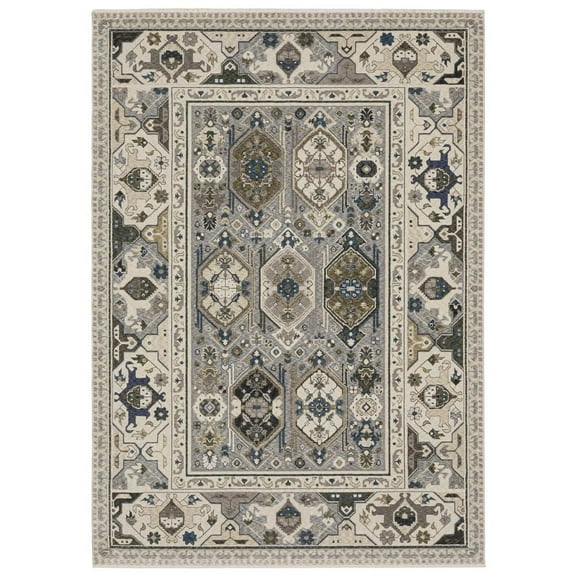 Oriental Weavers Hastings Area Rug - HA04U - 2'3" x 7'6" - in Ivory/ Blue - Vintage Inspired, Stain Resistant, Family and Pet Friendly , Entryway, Hallway Runner Rug