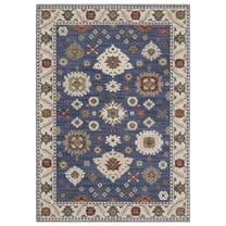 Oriental Weavers Hastings Area Rug - HA06Z - 3'10" x 5'5" - in Blue/ Ivory - Vintage Inspired, Stain Resistant, Family and Pet Friendly , Entrway, Bedroom Rug