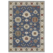Oriental Weavers Hastings Area Rug - HA06Z - 5'3" x 7'6" - in Blue/ Ivory - Vintage Inspired, Stain Resistant, Family and Pet Friendly , Bedroom, Office Rug