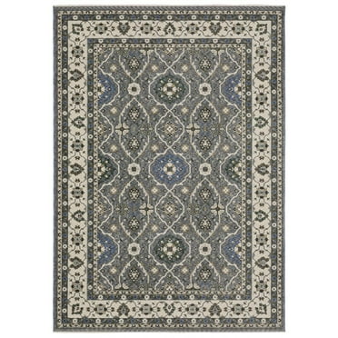 Oriental Weavers Hastings Area Rug - HA07H - 2'3" x 7'6" - in Blue/ Grey - Vintage Inspired, Stain Resistant, Family and Pet Friendly , Entryway, Hallway Runner Rug
