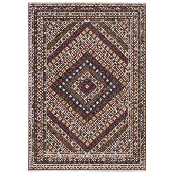 Oriental Weavers Hastings Area Rug - HA08B - 6'7" x 9'6" - in Red/ Multi - Vintage Bohemian Style, Stain Resistant, Family and Pet Friendly , Dining, Living Room Rug