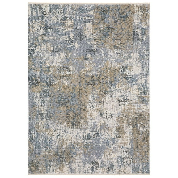 Oriental Weavers Hayden Area Rug - HAY08 - 3'3" x 5' - in Beige/ Blue - Modern Style, Stain Resistant, Family and Pet Friendly , Entrway, Bedroom Rug