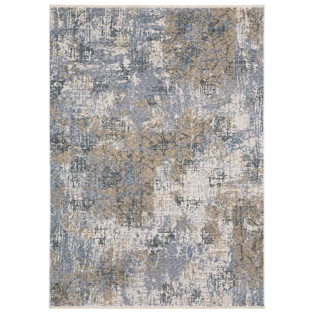 Hayden Beige and Blue Abstract Rectangular Area Rug 5'3" x 7'6"