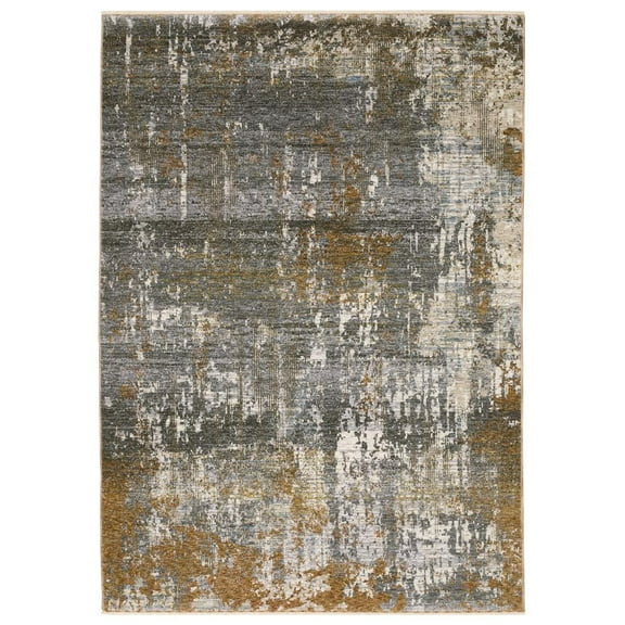 Oriental Weavers Hayden Area Rug - HAY06 - 2'3" x 7'6" - in Gray/ Gold - Modern Style, Stain Resistant, Family and Pet Friendly , Entryway, Hallway Runner Rug