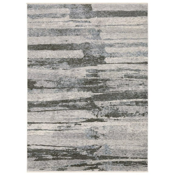 Oriental Weavers Hayden Area Rug - HAY07 - 6'7" x 9'6" - in Gray/ Ivory - Modern Style, Stain Resistant, Family and Pet Friendly , Dining, Living Room Rug