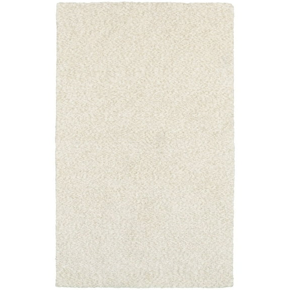 Oriental Weavers Heavenly Hand-made Shag Area Rug - 73402 - 6'6" x 9'6" - in Solid Ivory - Plush Soft Shag, Modern Style, Hand-Made, Stain Resistant, Dining, Living Room Rug
