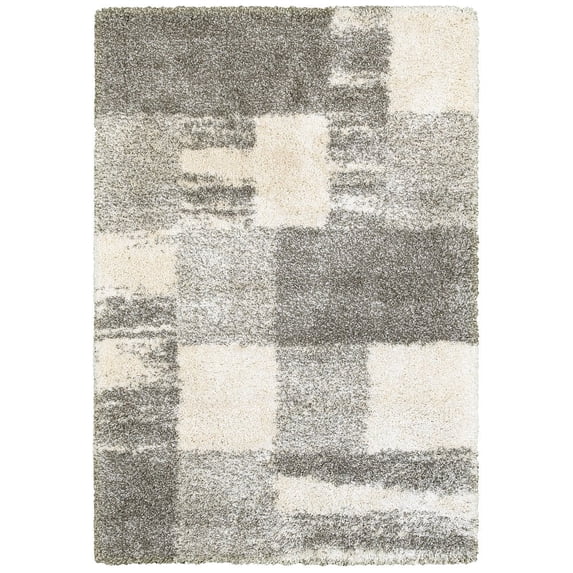 Oriental Weavers Henderson Shag Area Rug - 5502H - 7'10" x 10'10" - in Ivory/ Gray - Plush Soft Shag, Modern Style, Stain Resistant, Cushion Feel, Dining, Living Room Rug