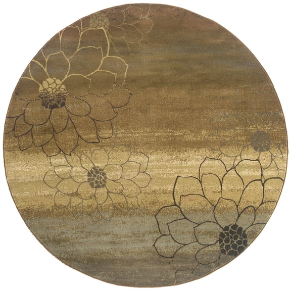 Oriental Weavers Hudson Area Rug - 074A1 - 7'8" Round - in Brown/ Beige - Vintage Bohemian Style, Stain Resistant, Family and Pet Friendly , Dining Room Rug