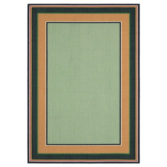 Oriental Weavers Havana Indoor/Outdoor Rug - HAV03 - 3'3" x 5' - in Green/ Navy - Preppy Style, Water, Stain and Fade Resistant, Hose Clean, Patio, Outdoor Living Area Rug