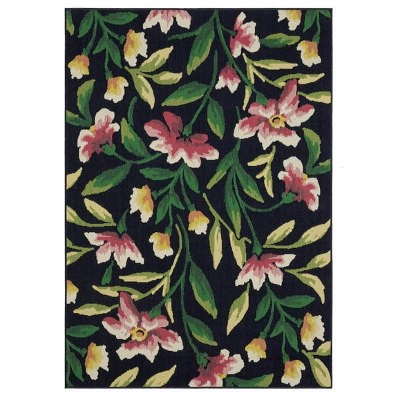 Oriental Weavers Havana Indoor/Outdoor Rug - HAV12 - 3'3" x 5' - in Navy/ Multi - Classic Casual Style, Water, Stain and Fade Resistant, Hose Clean, Patio, Outdoor Living Area Rug