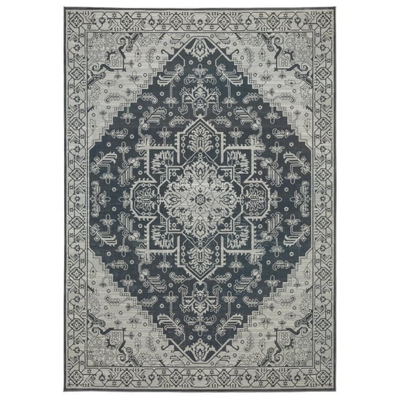 Oriental Weavers Intrigue Area Rug INT07 Traditional Blue Medallion Floral 2' 3" X 7' 6" Rectangle