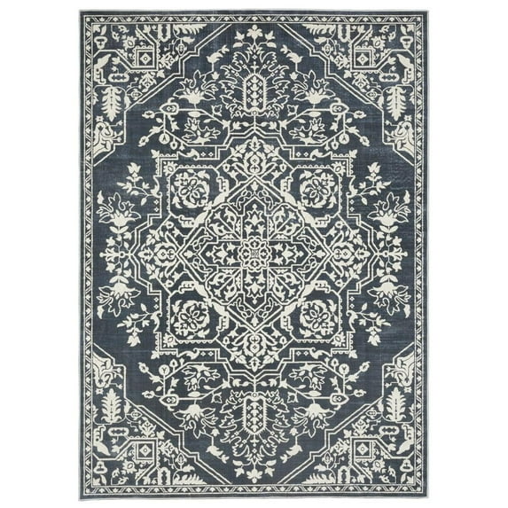 Oriental Weavers Intrigue Area Rug - INT10 - 3'10" x 5'5" - in Blue/ Ivory - Vintage Inspired, Stain Resistant, Family and Pet Friendly , Entrway, Bedroom Rug