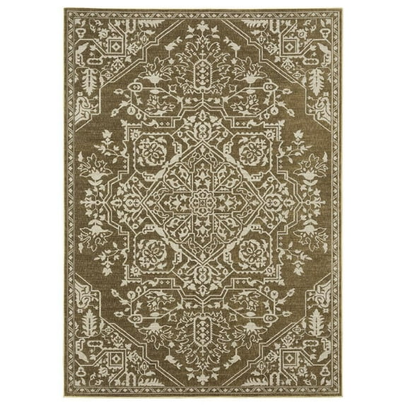Oriental Weavers Intrigue Area Rug INT11 Traditional Gold Medallion Floral 3'10" X 5' 5" Rectangle