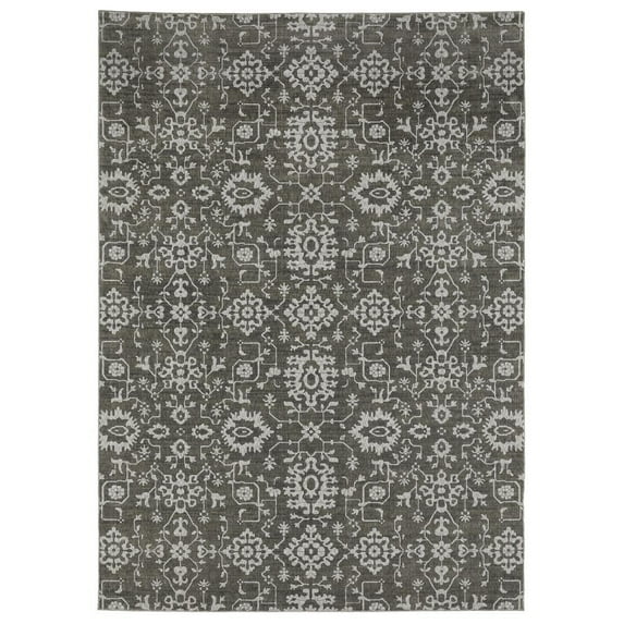 Oriental Weavers Intrigue Area Rug - INT09 - 5'3" x 7'6" - in Grey/ Ivory - Vintage Inspired, Stain Resistant, Family and Pet Friendly , Bedroom, Office Rug