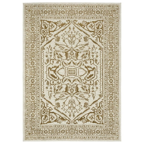 Oriental Weavers Intrigue Area Rug INT03 Traditional Ivory Medallion Floral 5' 3" X 7' 6" Rectangle