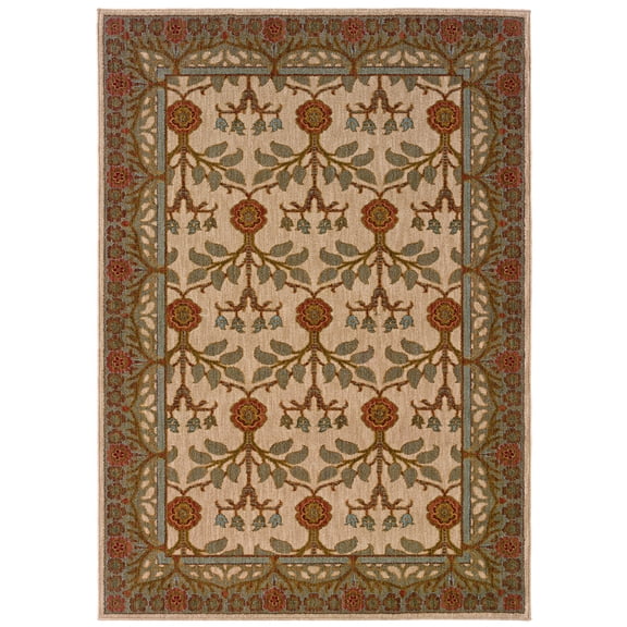 Oriental Weavers Infinity 2177F Beige/Blue Floral Rectangle Indoor Area Rug