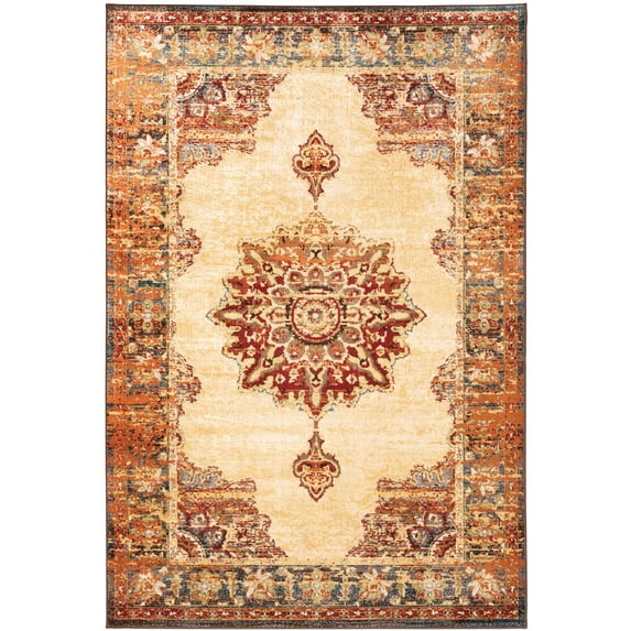 Sphinx Juliette Area Rug 8120W Traditional Gold Blossoms Petals 6' 7" x 9' 2" Rectangle
