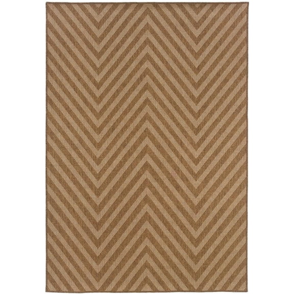 Oriental Weavers Karavia Indoor/Outdoor Rug - 1330X - 2'5" x 4'5" - in Tan/ Light Tan - Classic Casual Style, Water, Stain and Fade Resistant, Hose Clean, Patio, Outdoor Living Area Rug