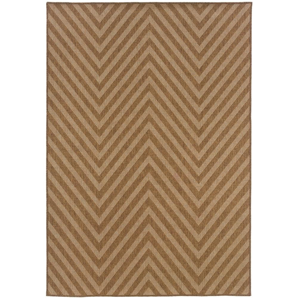Tan Flat Woven Rectangular Synthetic Oriental Rug