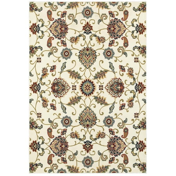Oriental Weavers Kashan Area Rug - 9946W - 1'10" x 3' - in Ivory/ Multi - Vintage Inspired, Stain Resistant, Family and Pet Friendly , Entryway, Bathroom Accent Rug