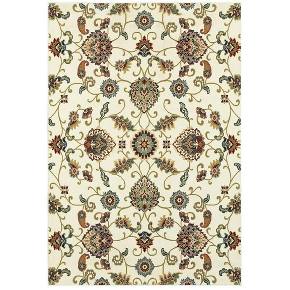 Oriental Weavers Kashan Area Rug - 9946W - 1'10" x 3' - in Ivory/ Multi - Vintage Inspired, Stain Resistant, Family and Pet Friendly , Entryway, Bathroom Accent Rug