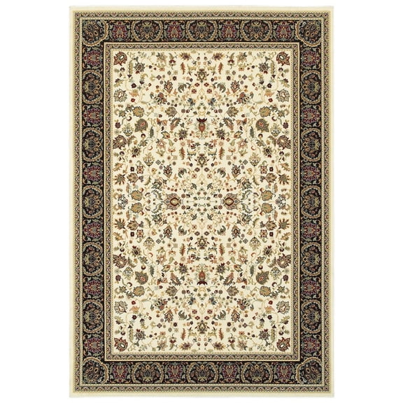 Oriental Weavers Kashan Area Rug - 108X1 - 7'10" x 10'10" - in Ivory/ Black - Vintage Inspired, Stain Resistant, Family and Pet Friendly , Dining, Living Room Rug