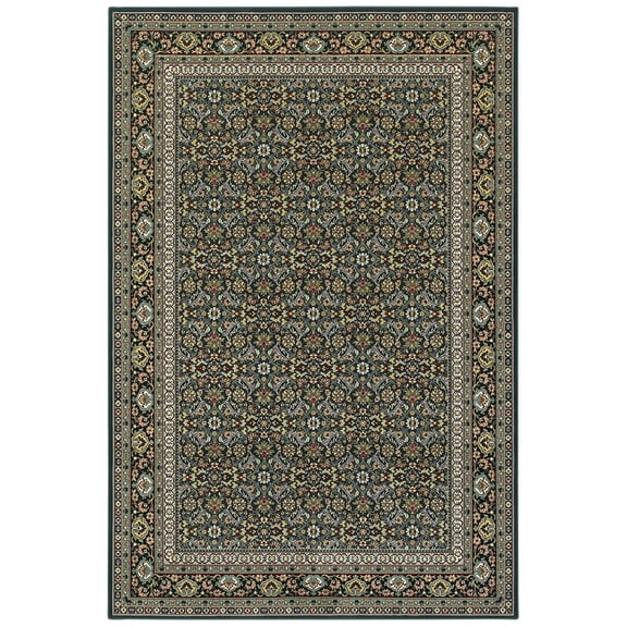 Oriental Weavers Kashan Area Rug - 180L1 - 6'7" x 9'6" - in Navy/ Multi - Vintage Inspired, Stain Resistant, Family and Pet Friendly , Dining, Living Room Rug