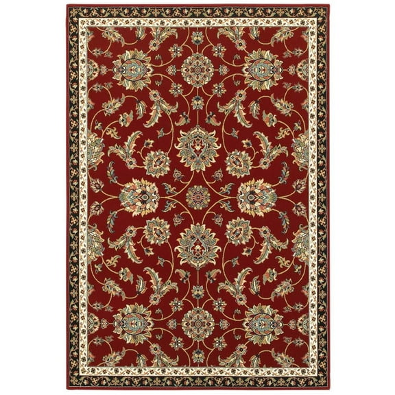 Oriental Weavers Kashan Area Rug - 370RI - 1'10" x 3' - in Red/ Multi - Vintage Inspired, Stain Resistant, Family and Pet Friendly , Entryway, Bathroom Accent Rug