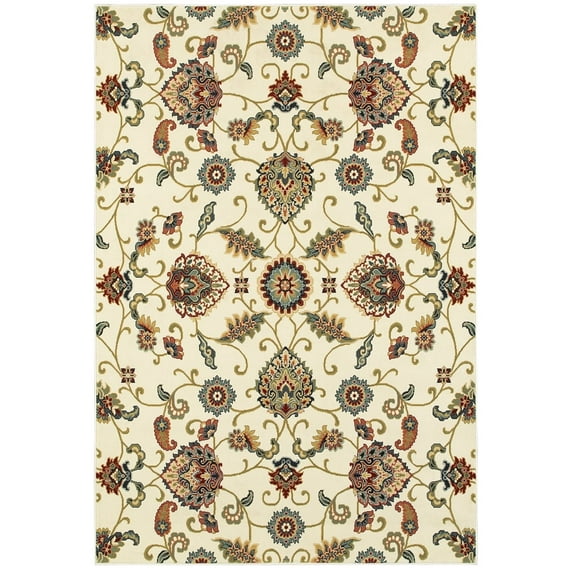 Oriental Weavers Kashan Area Rug - 9946W - 3'10" x 5'5" - in Ivory/ Multi - Vintage Inspired, Stain Resistant, Family and Pet Friendly , Entrway, Bedroom Rug