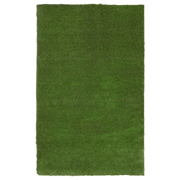 Oriental Weavers Terra Verde LAN01 - Outdoor Turf Rug - 5' x 7' - Artificial Faux Grass Rug - Realistic Turf, Durable, Hose-Off, for Indoor & Outdoor Use, Green